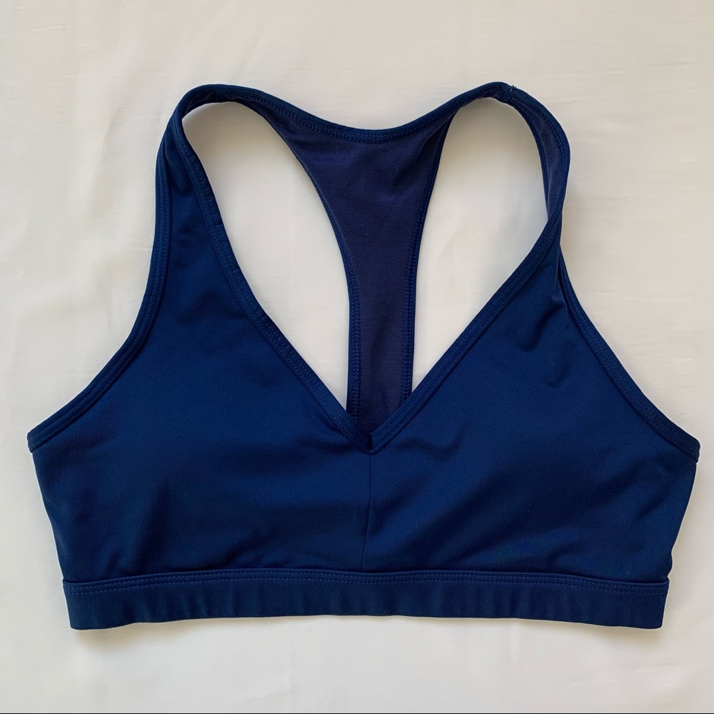 Victoria's Secret Inkblot Navy Blue Caged Racerback Strappy Strappy Sports Bra S